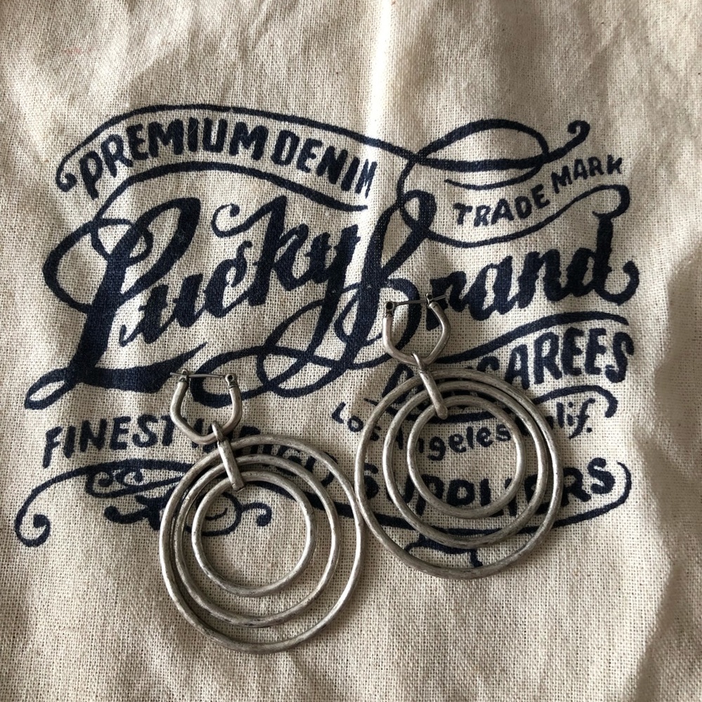Lucky Brand 3 ring silver hoop earrings